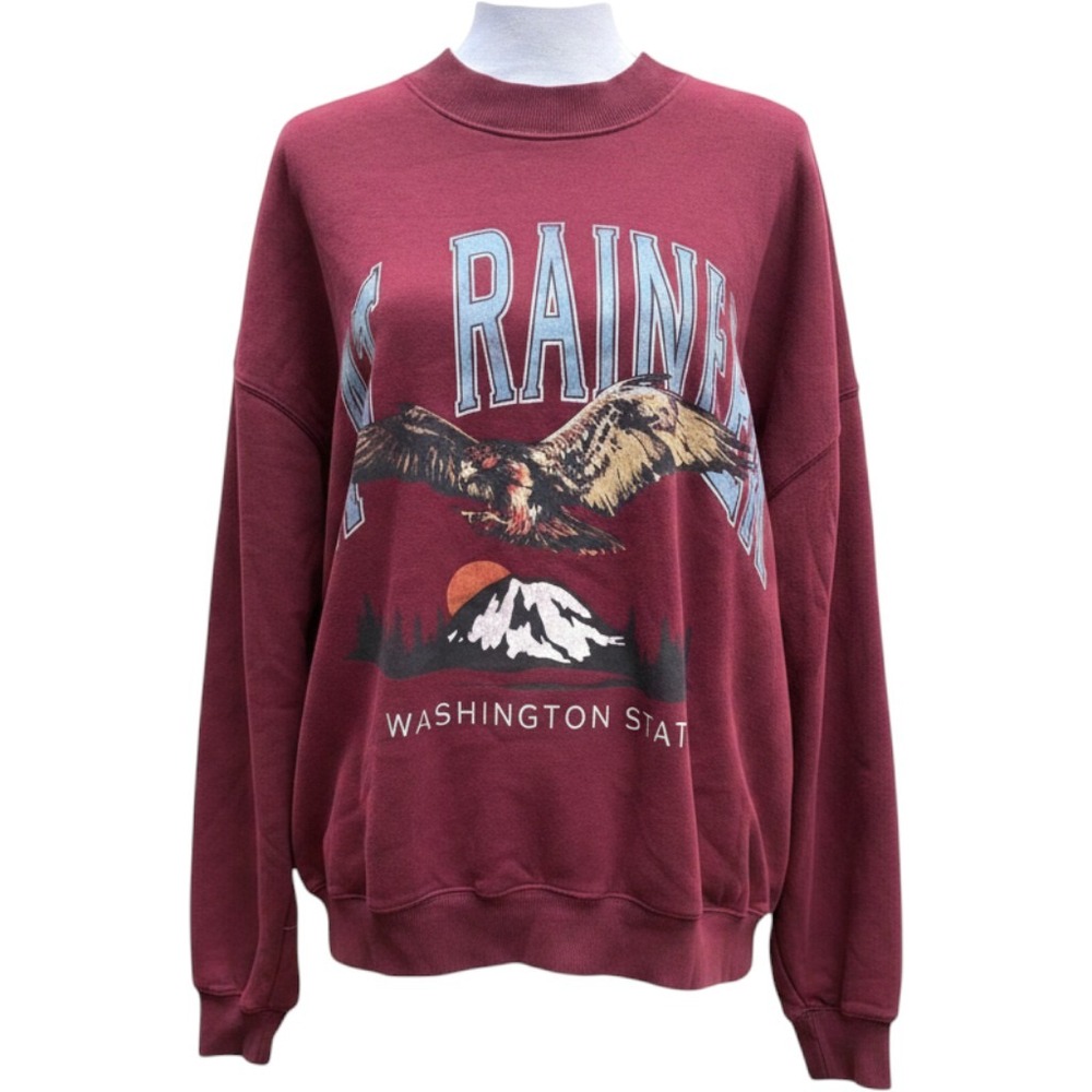 Abercrombie & Fitch Mt Rainier Washington Oversized Sweatshirt Burgundy Large